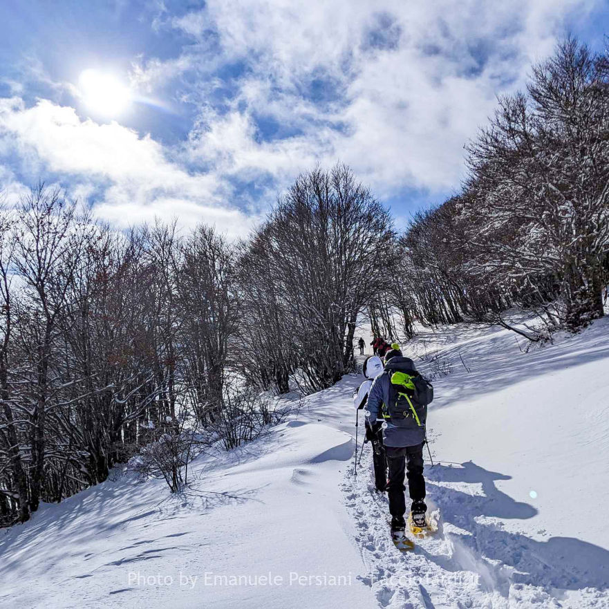 Inverno con le ciaspole sulla neve